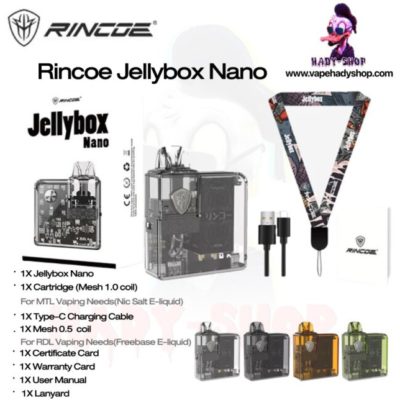 Rincoe Jellybox Nano Kit 30W Box MOD Vape 1000mah Battery 2.8ml