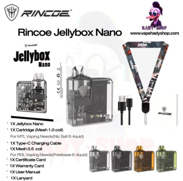 Rincoe Jellybox Nano Kit 30W Box MOD Vape 1000mah Battery 2.8ml